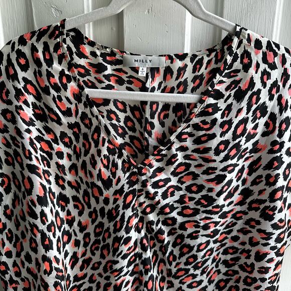 Milly Animal Print Silk Top - Picture 3 of 8